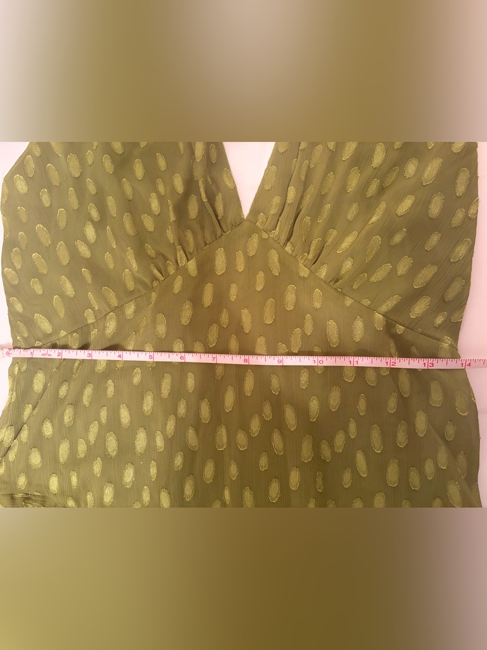 Lady Pipa Florence Olive Oil Green Halter Maxi Dress and Shawl - Picture 6 of 7